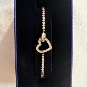 Lovely bracelet Heart, White, Rose gold-tone plated